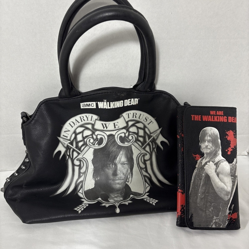 Walking Dead In Daryl We Trust Black Purse Handbag AMC By Rock Rebel & Wallet